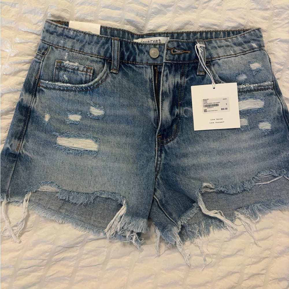 Light Blue Distressed Denim Jean Shorts